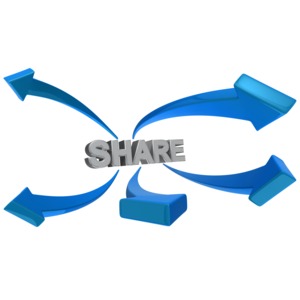 Arrow extend from the word share.