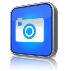 This clip art shows an app icon with a camera in the middle.