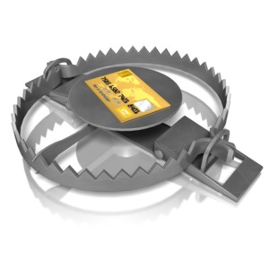 A credit card rest on a steel trap. This clip-art can represent the dangers of using credit.