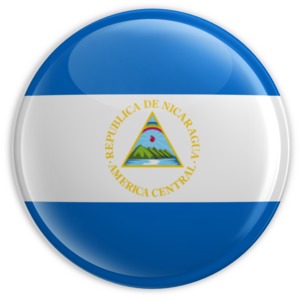 An image of  Nicaragua&#039;s flag on a badge.