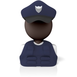 A 3d bust icon of a police office or security guard.