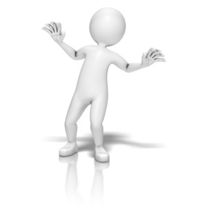 A stick figure reels back in shock as something scares him.