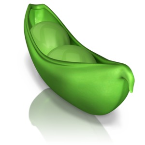 This clip art shows two peas inside of an open pod.  Displays the idiom two peas in a pod.