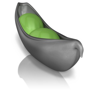 This clip art image shows two peas in a pod standing out.