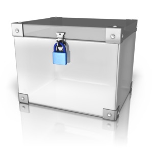 A slightly transparent box all locked up.