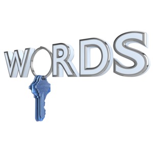 This clip art image shows the text words with the O replace with a keys on a ring.