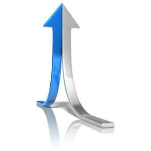 Arrows of two different directions and colors come together as one. This clip-art can represent to different plans affecting the same goal.