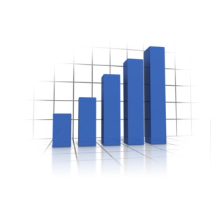 A growing bar graph on a line grid.