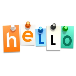 An image of the letters &quot;hello&quot; spelled out on sticky notes.