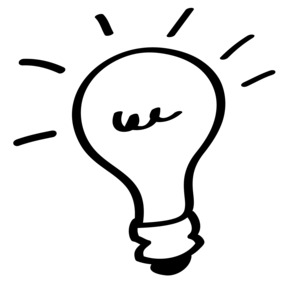A simple line drawing of a light bulb.