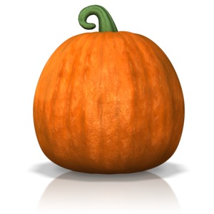 A clip art image of a single pumpkin.