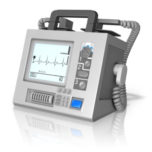 A clip art image of a heart defibrillator.