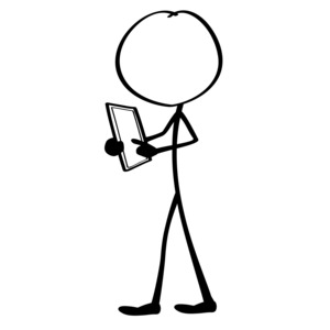 A simple line drawn stick figure using a tablet computer.