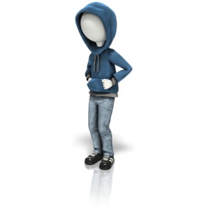 A stick figure stands with his hands in the pockets of his hoodie jacket.