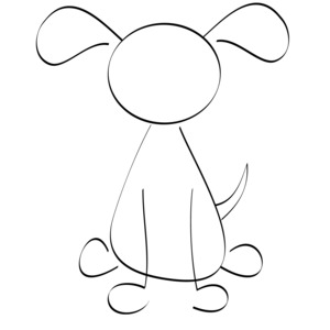 Line drawn image of a dog with floppy ears