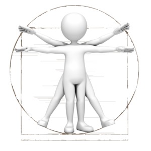 An image of the Vetruvian man in stick figure form.