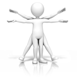 An image of the Vetruvian man in stick figure form.