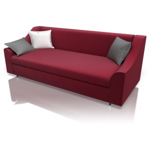 A sofa with three pillows.