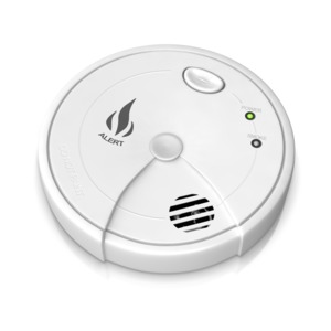 This clip art image shows a smoke alarm with its power light on.