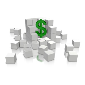 An image of a dollar sign in the middle of a cluster of blocks.