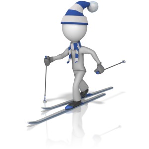 A winter dress figure using cross country skies.