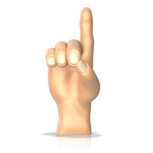 This clip art image shows a hand making the sign language gesture for the letter d.