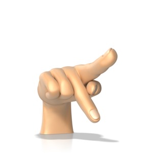 This clip art image shows a hand making the sign language gesture for the letter k.