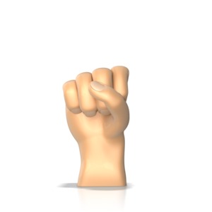 This clip art image shows a hand making the sign language gesture for the letter s.
