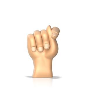 This clip art image shows a hand making the sign language gesture for the letter t.
