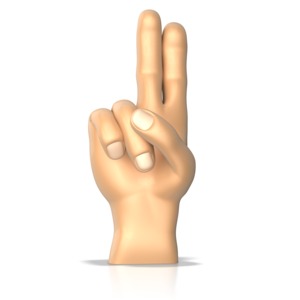 This clip art image shows a hand making the sign language gesture for the letter u.