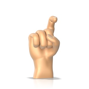 This clip art image shows a hand making the sign language gesture for the letter x.