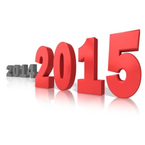 A bold 2014 stands in the foreground and the past year of 2013 is in the background.