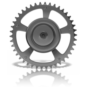 An image of a standard grey metal gear.