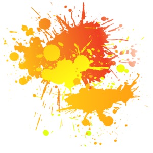 An image of a paint spots splattered on a blank background.