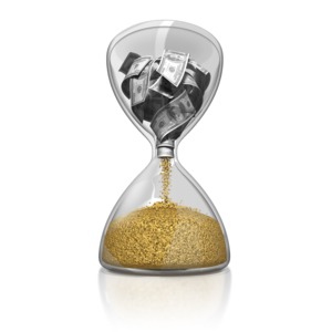 This clip art image displays the phrase time is money.