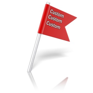 An image of an angled flag pinned into the ground. With room on the flag to add your custom text.