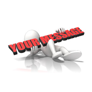 A stick figure is trapped under heavy text.  You can change the text to your own message.