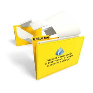 An image of a folder transferring files from one folder to another with room on the front folder to put your custom text.