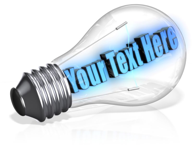 This Presentation Clipart shows a preview of Light Bulb Text