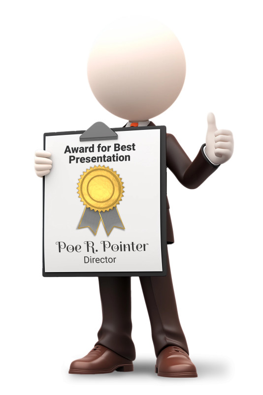 This Presentation Clipart shows a preview of Man With Award Document Text