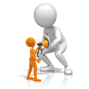 An image of a small stick figure being silenced by a big brother figure putting hand over megaphone.