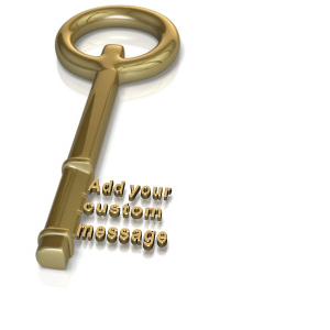 A golden key with customizable text.