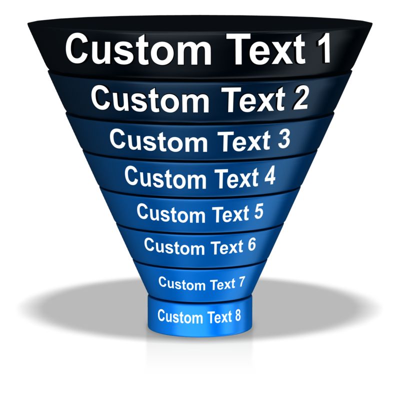 This Presentation Clipart shows a preview of Shaded Funnel Eight Stage Text