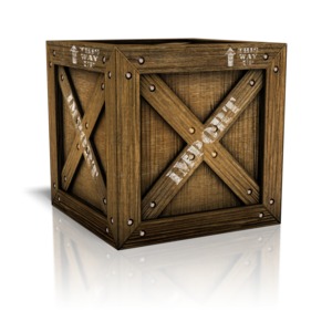 An imported shipping crate.