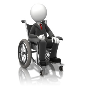 An image of a business stick figure in a wheelchair.