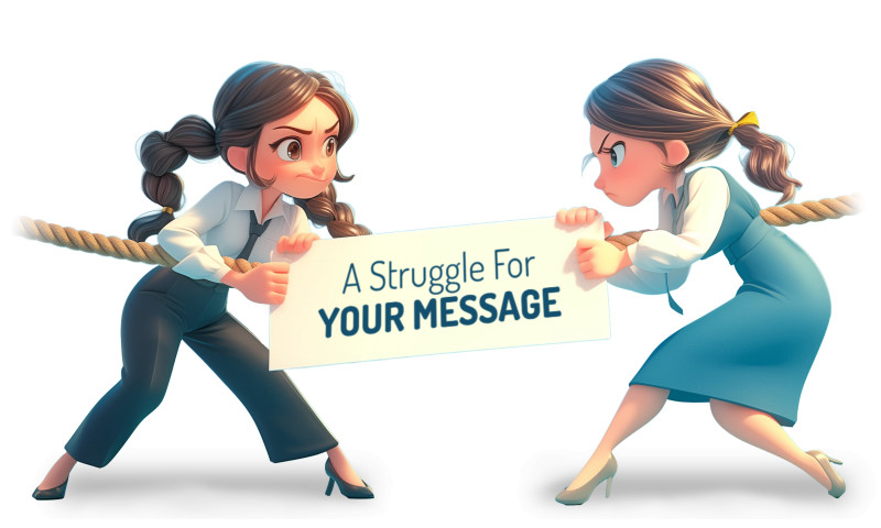 This Presentation Clipart shows a preview of Tug of War Message