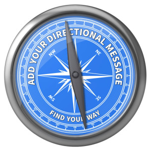 A compass with words written around the edge of the compass.  You can change the words in this custom clipart.