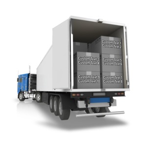 An image of the back end of a semi truck with boxes to put your custom text on.