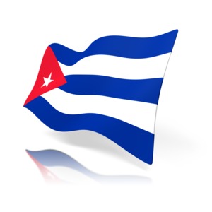 The flag of Cuba rendered at a perspective angle.