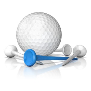 Golf Ball Crossed Clubs Banner  Great PowerPoint ClipArt for Presentations  